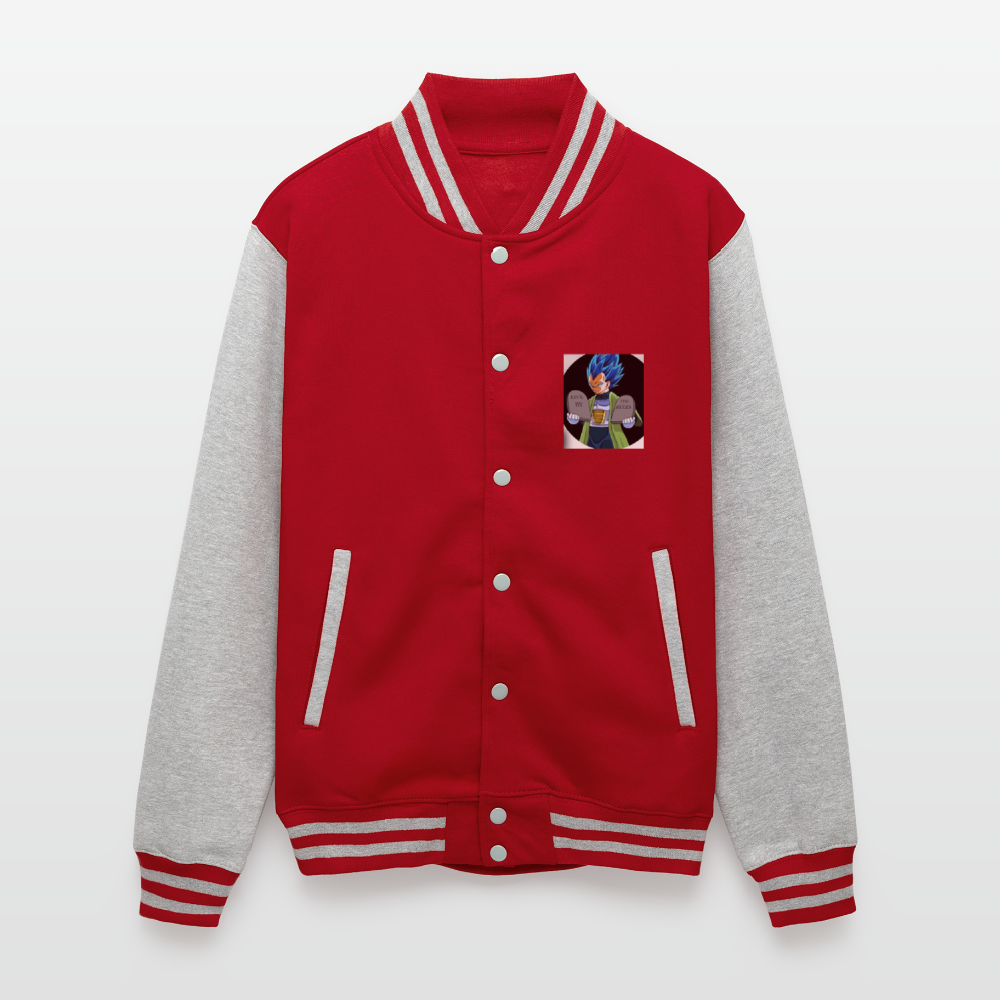 Just Hoods Heavyweight Letterman Jacket live by the rules - red/heather grey