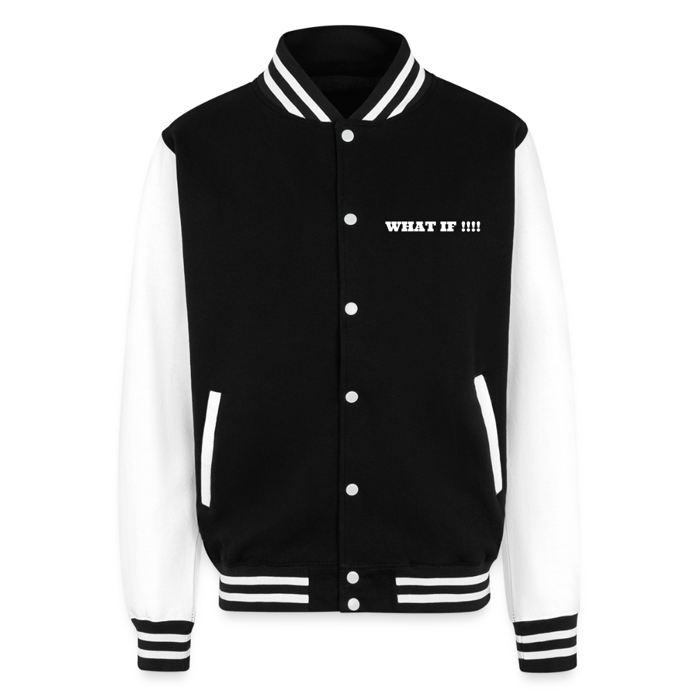 Just Hoods Heavyweight Letterman Jacket WHAT IF !!!! - black/white