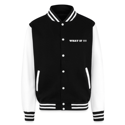 Just Hoods Heavyweight Letterman Jacket WHAT IF !!!! - black/white