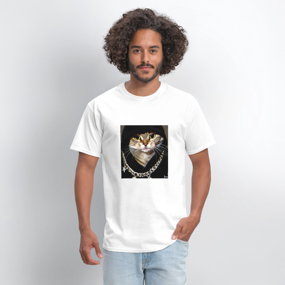 Men's T-Shirt | GILDAN 5000 BLING LING CAT - white
