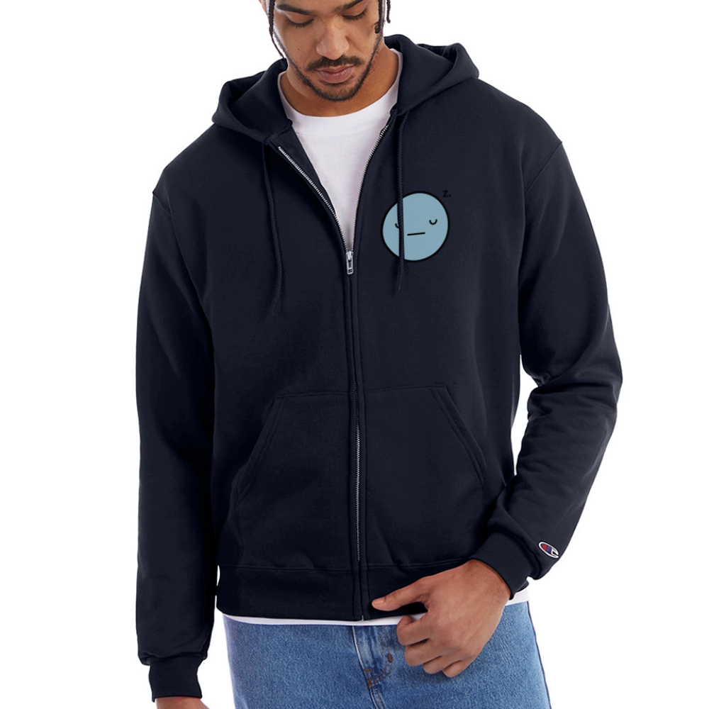 Champion Unisex Full Zip Hoodie EVIL SOMETIMES SLEEPS - navy
