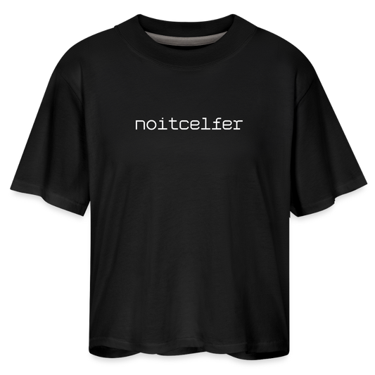 Women's Boxy Tee (reflection) BACKWORDS - black