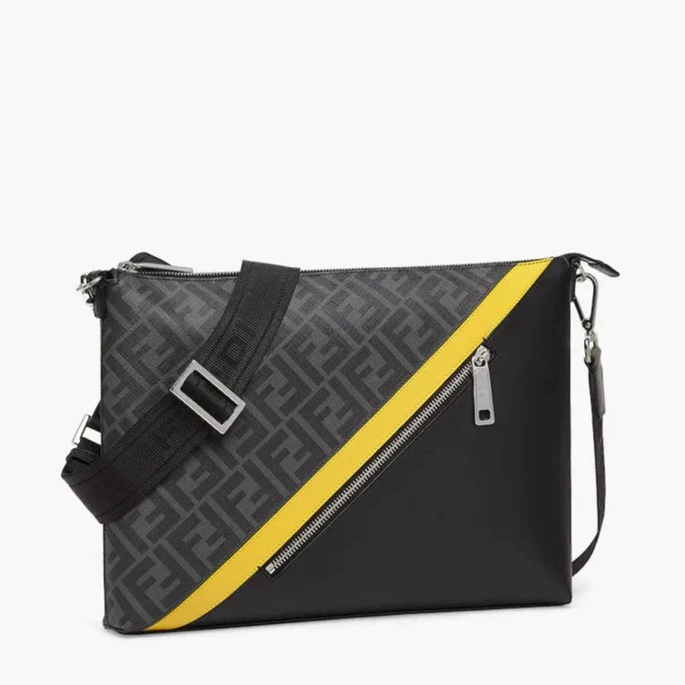 FENDI DIAGONAL MESSENGER ZIP CLUTCH BAG