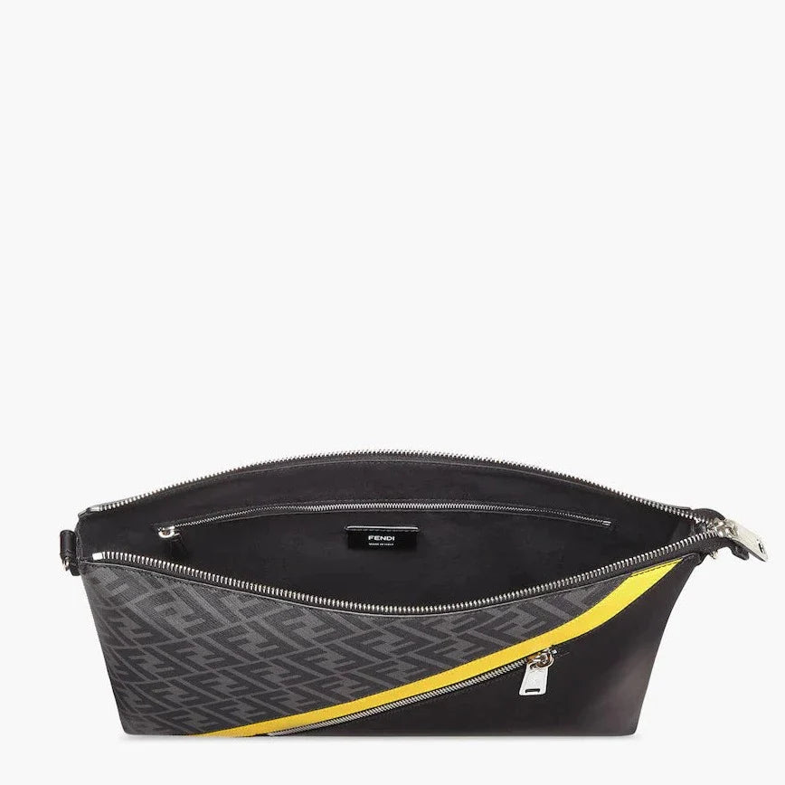 FENDI DIAGONAL MESSENGER ZIP CLUTCH BAG