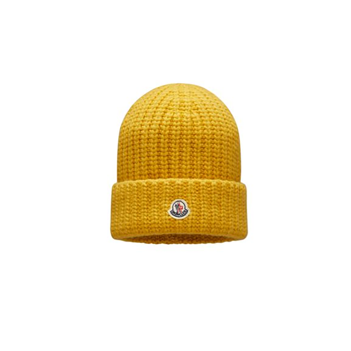 MONCLER BERRETTO TRICOT RIB-KNIT BEANIE IN YELLOW