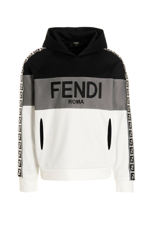 FENDI EMBELLISHED HOODIE IN WHITE