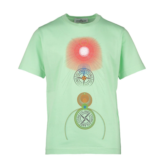 STONE ISLAND ISLAND JUNIOR GRAPHIC PRINT T-SHIRT IN GREEN